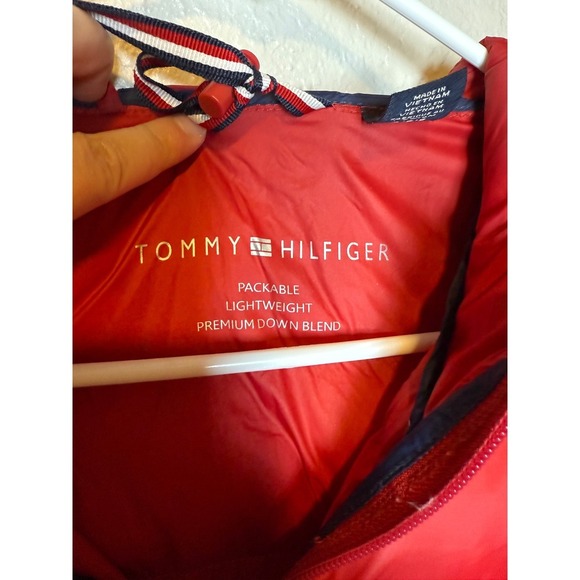 Tommy Hilfiger Packable Lightweight Premium Down Blend Puffer Coat Red Small - Picture 5 of 5